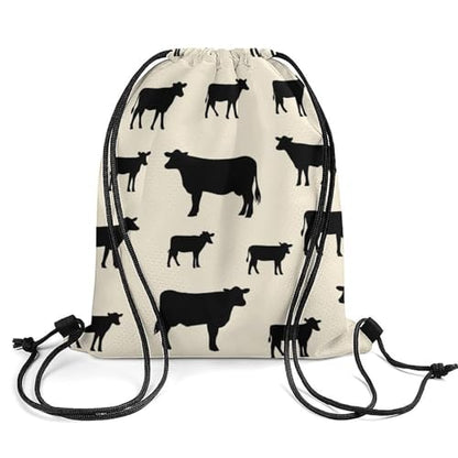 Travel Drawstring Backpack Beam Bag Large Capacity for Volleyball Baseball Sports Equipment Men Women Unisex, Angus Cattle Animal Bags - color: Picture (501)