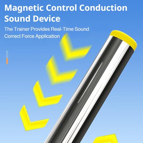 Badminton Power Trainer with Magnetic Resistance, 11.8" Swing Trainer Sound Feedback for Smash Technique, Real Racket Handle Feel for Wrist Arm Strength Training Fitness Professional Players - color: Yellow