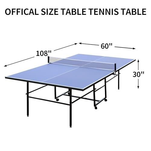 Ping Pong Table Foldable & Portable Table Tennis Table Set for Indoor & Outdoor Games with Net, 2 Paddles and 3 Balls