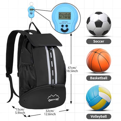 ONTYZZ Sports Backpack with Drawstring Closure Basketball Backpack with Shoe Compartment Swim Beach Bag - color: Basics-Black
