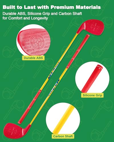 HOTWIND Backyard Golf Game Clubs with 5”x 3.5” Oversize Heads and 36” Lightweight Carbon Shaft for Adults Play Outdoor Golf Yard Game in Grass Parks and Yards Hit Plastic and Foam Balls - size: 6 Pack