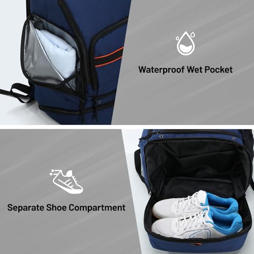 MIER Basketball Backpack Bags Sports Gym Backpacks with Shoe Compartment and Ball Holder for Adult Men Large Soccer Bag - color: Dark Blue