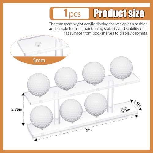 Silipull 1 Pc Golf Ball Display Rack 8 Balls Clear Acrylic Golf Case Holder Small Table Tennis Display Stand Shelf Double Layer