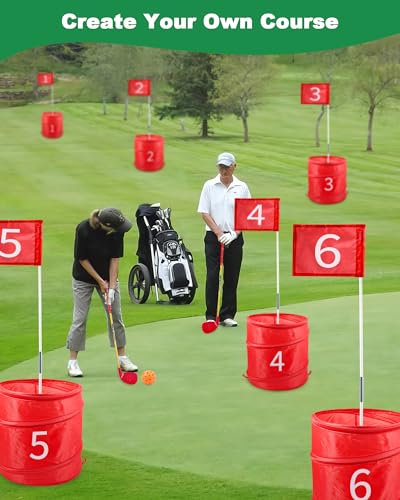 HOTWIND Backyard Golf Game, Portable 6 Hole Outdoor Golf Course for Indoor & Outdoor Play, Yard Golf Practice Game Gifts for Family and Adults, Lawn Beach Yard Park Golfgame for Adults - No Clubs