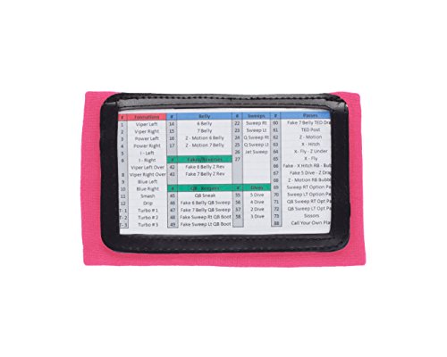 WristCoaches Football Play Wristbands - Youth Quarterback Gear - Wristband Playbook - Softball Wristbands for Signs - color: Pink