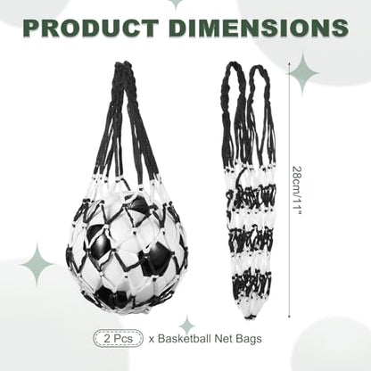 uxcell Basketball Net Bags, Nylon Soccer Ball Holder Portable Multifunctional Single Ball Mesh Net Bag for Storage Basketball Soccer Rugby Balls - color: Black/White