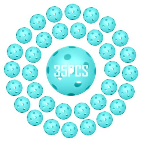 35 Pack Practice Golf Balls Limited Flight Plastic Golf Balls 42mm Practice Golf Balls for Backyard Golf Training Balls for Swing Practice, Airflow Hollow (Multiple Colors) - color: LIGHT BLUE
