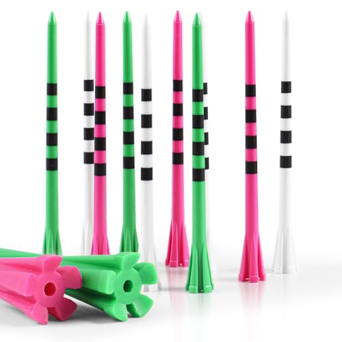 Amy Sport Extra Long Golf Tees Plastic 4 Inch or 5 Inch 30 Pack, 5 Prong Unbreakable & Consistent Height Tees, Driving Range Tee Easy to Find in White Pink Green for Men Women - color: Mixed Color, size: 5 Inch