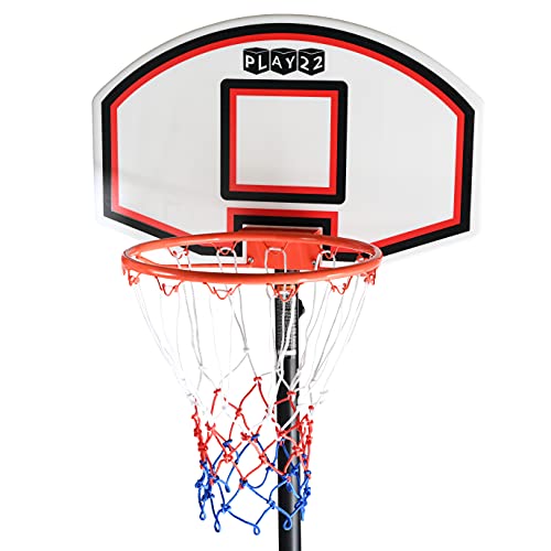 Play22 Kids Adjustable Basketball Hoop Height 5-7 FT - Portable Basketball Goals for Kids Teenagers Youth and Adults with Stand & Backboard Wheels Fillable Base - Great Indoor Outdoor Play