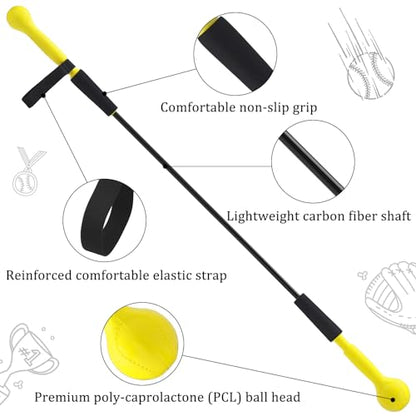 Baseball Hitting Stick,Batting Practice Equipment for Baseball and Softball,Extended Handlebar with Grip Strap,Ideal One-on-One Baseball Training Equipment - style: Softball & Baseball Swing Trainer