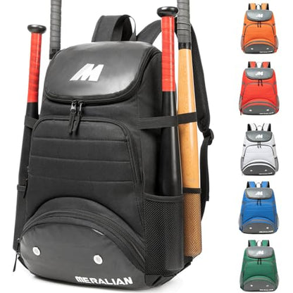 Baseball Bag - Lightweight Softball & T-Ball Backpack with Shoe Compartment for Equipment & Gear - color: BLK