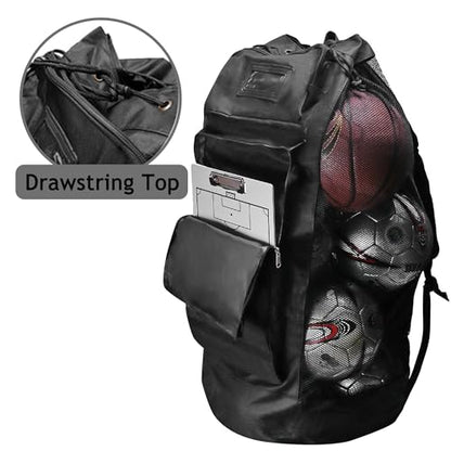 Heavy Duty Soccer Mesh Equipment Ball Bag, Holds 16-18 Balls, 36L Capacity, 600D Polyester Durable Sports Gear Bag with Adjustable Padded Shoulder Straps