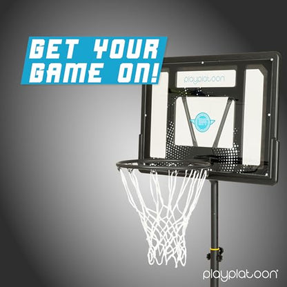 Play Platoon Swimming Pool Basketball Hoop Poolside Above Ground Games for Family - Backboard Adjustable Height 3-4 Feet, Includes PU Leather Basket Ball & Air Pump - Great for Inground Pool Deck