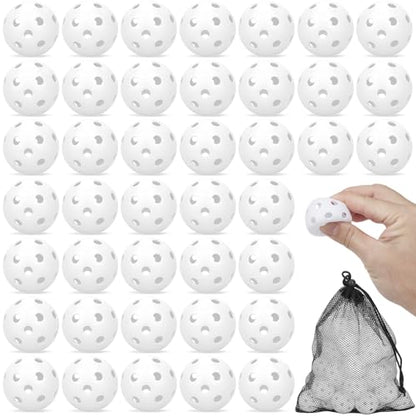 Coopay 20/40/80 Pack Mini Plastic Practice Baseballs, 1.65inch Small Soft Training Balls with Drawstring Bag for Baseball Hitting, Pitching & Batting Training, Indoor & Outdoor - color: White, style: 40 Pack
