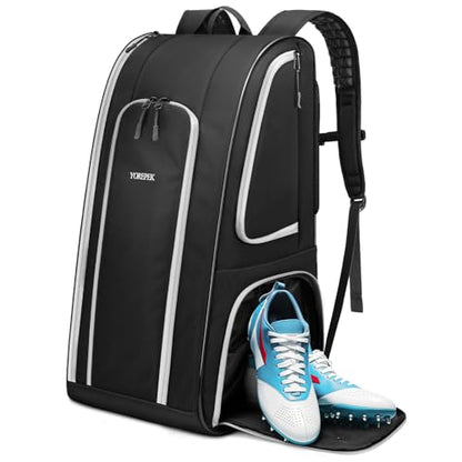 YOREPEK Football Equipment Bag, Large Football Backpack Fits All Gear, Ventilated Shoe Compartment & Insulated Pocket, Wide Padded Straps for Comfortable Carry, Youth Players Practice Game Day