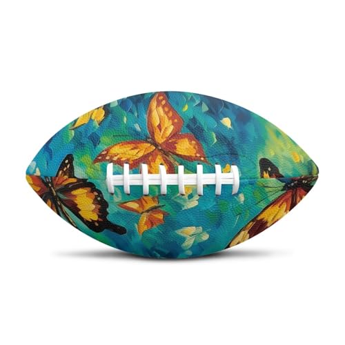 SYtrade Recreational Football Game Footballs PU Composite Leather Footballs for Training Indoor Outdoor - color: Butterfly Yellow Green