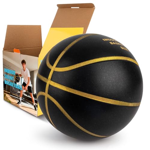 Silent Basketball Size 7 (29.5"), Indoor Quiet Foam Basketball Airless for Dribbling & Indoor Training, Soft Soundless Basketball for Restore Without Deformation, Real Feel Higher Bounce Quieter - color: Black