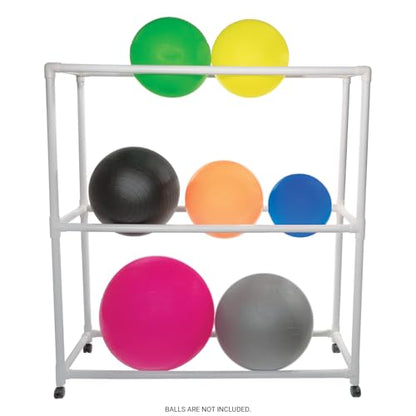 Champion Sports Ball Storage Cart, White, 62 InchL X 18.5 Inch W X 67 InchH - style: Ball Storage Cart (62"L x 18.5"W x 67"H)