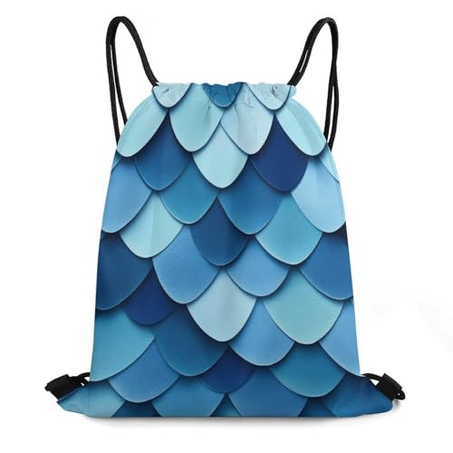 Sports Drawstring Bag Gym Sackpack Waterproof String Backpack for Running Training Fitness Men Women Unisex, Mermaid Fish Scales Bags - color: Picture (1017)