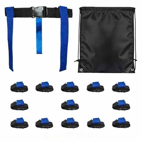 HE Adult Flag Football Belts 40″ Adjustable, Extra-Wide 2″ Heavy-Duty Polypro – Made in USA Lifetime Waranty Several Colors - color: Blue