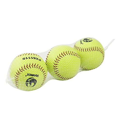 PHINIX Slow-Pitch Softballs Cork Core 11" & 12" Options Great for Practice + Training - size: 11 Inch, style: Bag of 3