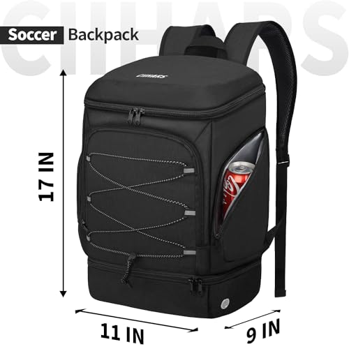 Soccer Bag - Soccer Backpack with Ball Holder,Sport Equipment Bags gifts for soccer stuff Water resistant Includes Separate Cleat Fit Basketball Volleyball Football - color: Black
