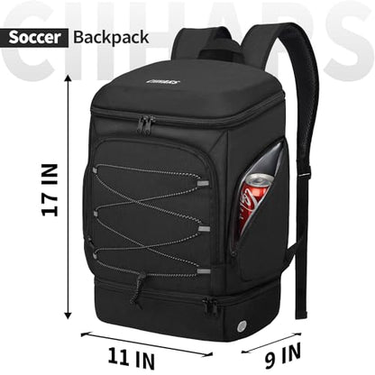 Soccer Bag - Soccer Backpack with Ball Holder,Sport Equipment Bags gifts for soccer stuff Water resistant Includes Separate Cleat Fit Basketball Volleyball Football - color: Black