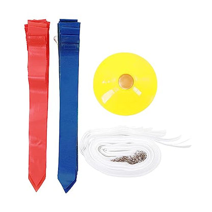 Flag Football Belt Set - 14 Adjustable Nylon Belts 42 Detachable PVC Flags 12 Training Cones for Team Sports - color: Red+blue