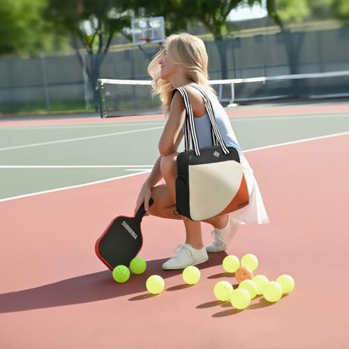 Pickleball Bag for Women Men Large Tennis Backpack for Pickleball, Tennis, Racketball, and Travel Sling Bag with Shoe Compartment and Fence Hook External Ball B-ag and Adjustable Shoulder Strap - color: Army green