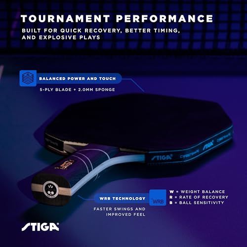 STIGA Cybershape Eclipse Ping Pong Paddle – Professional Performance Table Tennis Racket - Hexagon Shape Tournament-Quality Paddle for Spin, Speed, and Control