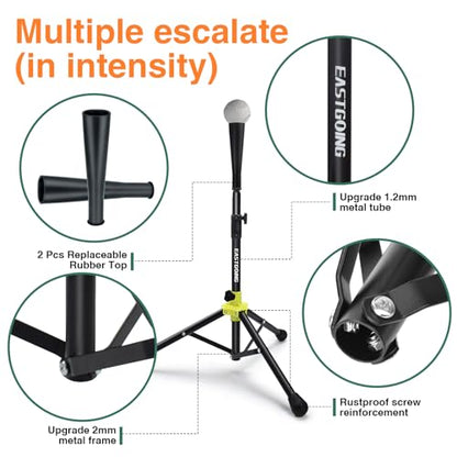 Heavy Duty Baseball and Softball Portable Travel Batting Tee.Adjustable Height|Portable|Collapsible. Baseball Hitting Tee for Any Age Player Practice - color: black-Tee