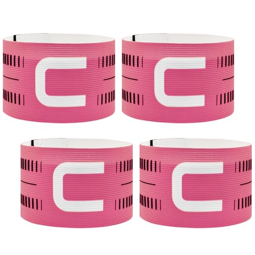 Captain Armband, Unisex C Captain Armbands Soccer Football Player Captain's Arm Bands Sport Team Training for Youth and Adult - color: Pink, size: 4pcs