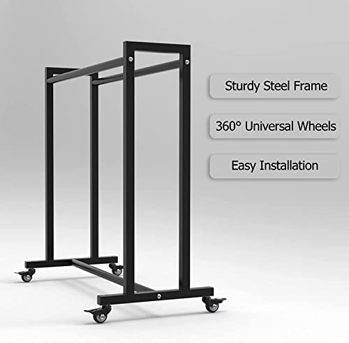 Floor Tennis Racket Storage Cart with Wheels, Badminton Racquet Organizer Holder for Kindergarten School Home Gym, Black Ball Rack for Basketball Football