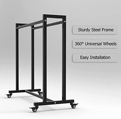 Floor Tennis Racket Storage Cart with Wheels, Badminton Racquet Organizer Holder for Kindergarten School Home Gym, Black Ball Rack for Basketball Football