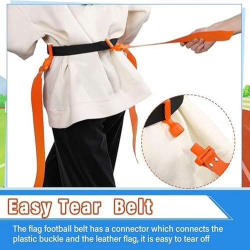 Junkin 6/8/10 Players Flag Football Sets Adjustable Football Belts and Flags for Youths Teens Kids Adults Players Sports Team - color: Orange,black