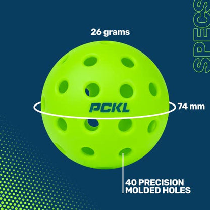 PCKL Optic Speed Pickleball Balls | Choose Indoor or Outdoor Pickleballs | USAPA Tournament Aproved | 4 Pack Crack-Resistant - style: Outdoor Green