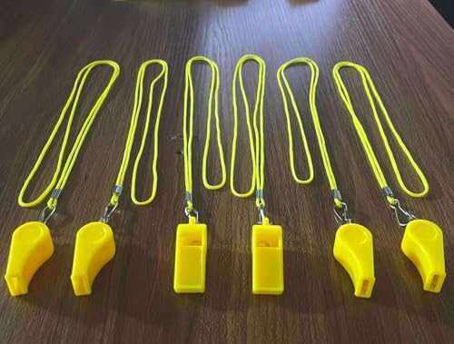 20 Pcs Plastic Loud Whistles with Lanyard for Referee Coaches Basketball Football Sports Training Game Event Lifeguard Survival Emergency Fun School Kids Tool Set Suppliers - color: Yellow