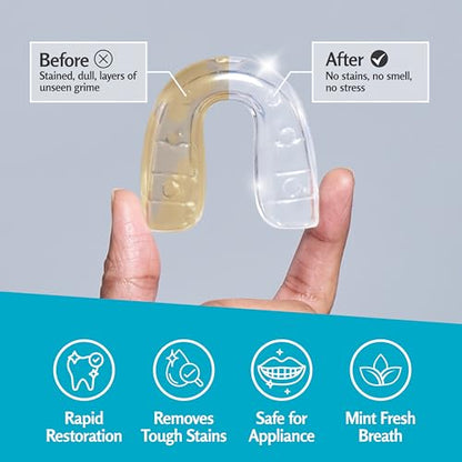 Retainer Cleanser Tablets Invisalign Cleaner, Removes Odors Discoloration Stains and Plaque 4 Month Supply Denture Cleansers Retainers Mouth Guards Denture Bath Mint by M3 - size: 120 Count