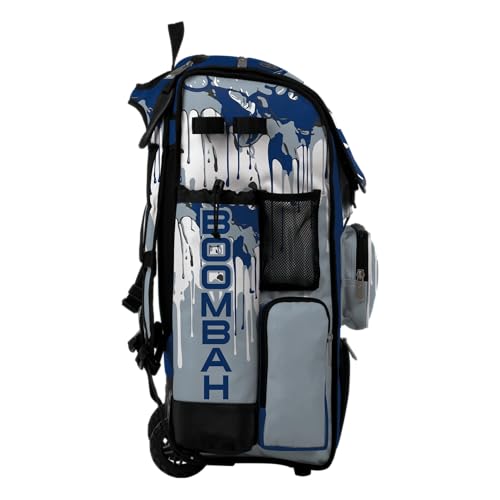 Boombah Superpack Hybrid Rolling Bat Bag - Wheeled & Backpack Version - Graffiti Drip - Multiple Color Options - color: Royal Blue/Gray/White