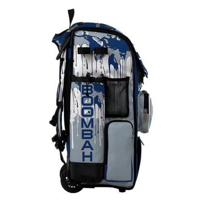 Boombah Superpack Hybrid Rolling Bat Bag - Wheeled & Backpack Version - Graffiti Drip - Multiple Color Options - color: Royal Blue/Gray/White