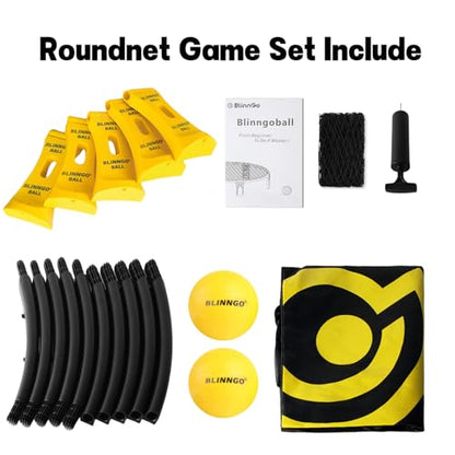 Roundnet Game Set with Balls and Patented Net, Lawn, Beach, Backyard Outdoor Game for Adults and Family