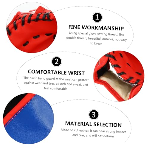 Yardwe PU Leather Baseball Glove Infielder Pitcher Training Protective Mitt Red Flexible Thickened Cushioning for Youth and Adult Players