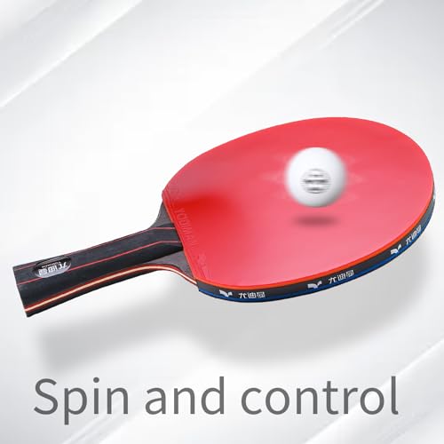 Ping Pong Paddle - 7-ply Carbon Fiber Blade - 2mm Premiere Sponge for a Larger Sweet Spot - Flared Handle for Increased Control - Performance Table Tennis Racket Set