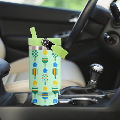 30 oz Tumbler with Handle Flip Straw Leak Proof - Pickleball Mug 30oz Tumbler Travel Coffee Mug with Handle - Birthday Gifts for Women Men Pickleball Lovers Players 30 Ounce Stainless Steel Cup - color: Pickleball Green