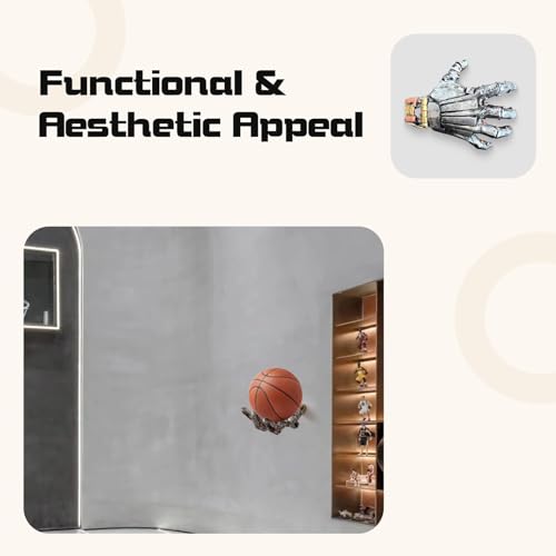 Hand Sculpture Basketball Holder Wall Mount,Art Decor Stand & Storage Rack Organizer, Display Case for Man Cave, Football Soccer Gifts,Basketball Stand,Basketball Wall Mount for Men Boys Gamers