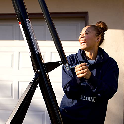Spalding Ultimate Hybrid Portable Basketball Hoop | Adjustable Height from 7.5' to 10' in Infinite Increments | Arena Slam Breakaway Rim - color: 60" - Acrylic Backboard - Black