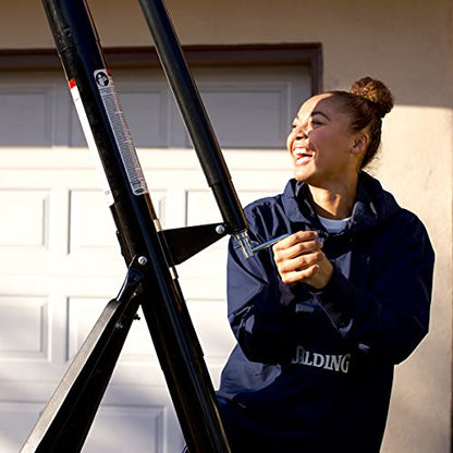 Spalding Ultimate Hybrid Portable Basketball Hoop | Adjustable Height from 7.5' to 10' in Infinite Increments | Arena Slam Breakaway Rim - color: 60" - Acrylic Backboard - Black