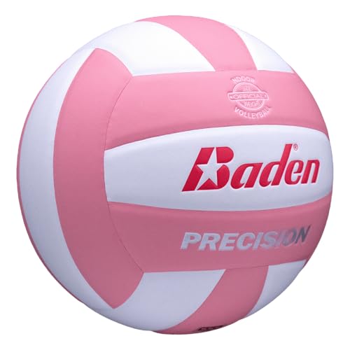 Baden | Precision | Official Size + Weight Entry Level Youth Indoor Volleyball | PU Composite, Extra Foam Backing, Reduce Sting - color: Pink