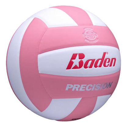 Baden | Precision | Official Size + Weight Entry Level Youth Indoor Volleyball | PU Composite, Extra Foam Backing, Reduce Sting - color: Pink
