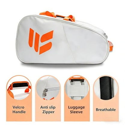 Smartway Tennis Bag for Men Women, 6 Rackets Large Racquet Bag with Shoe Compartment & Insulated Pocket, Waterproof Gym Backpack & Sports Duffel for Pickleball, Training and Daily Use - color: White